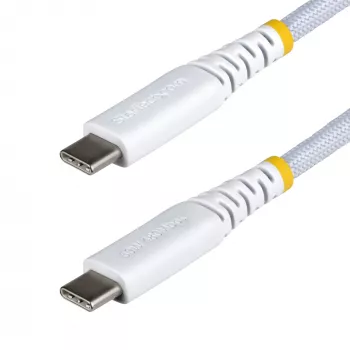 StarTech.com cavo di ricarica USB-C bianco da 3 m (10ft), 60W (3A) PD, guaina in nylon/TPE intrecciata a doppio strato, cavo di ricarica USB-C robusto, cavo di ricarica per laptop USB 2.0