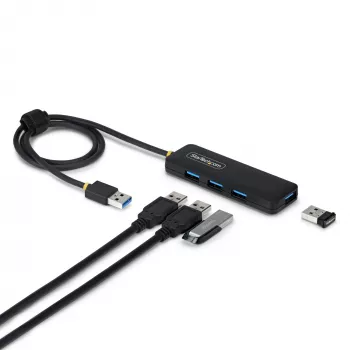 StarTech.com Hub USB-A a 4 porte, 5 Gbit/s, bus-powered, hub mini da USB-A a 4x USB-A, cavo host extra lungo da 61 cm, plastica PCR, hub USB portatile per desktop/laptop
