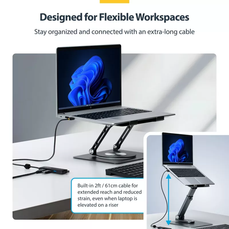 StarTech.com Hub USB-A a 4 porte, 5 Gbit/s, bus-powered, hub mini da USB-A a 4x USB-A, cavo host extra lungo da 61 cm, plastica PCR, hub USB portatile per desktop/laptop