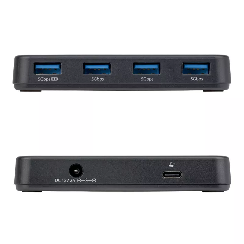StarTech.com Hub USB-A a 4 porte, 5 Gbit/s, autoalimentato, cavo host 2-in-1 USB-C e USB-A, 1 porta di ricarica BC 1.2, alimentatore 24 W incluso, MacBook e Windows