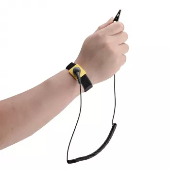 StarTech.com Bracciale antistatico con cavo di messa a terra, bracciale ESD con cavo rimovibile da 1,5 m, previene scariche elettrostatiche, vestibilità regolabile, TAA