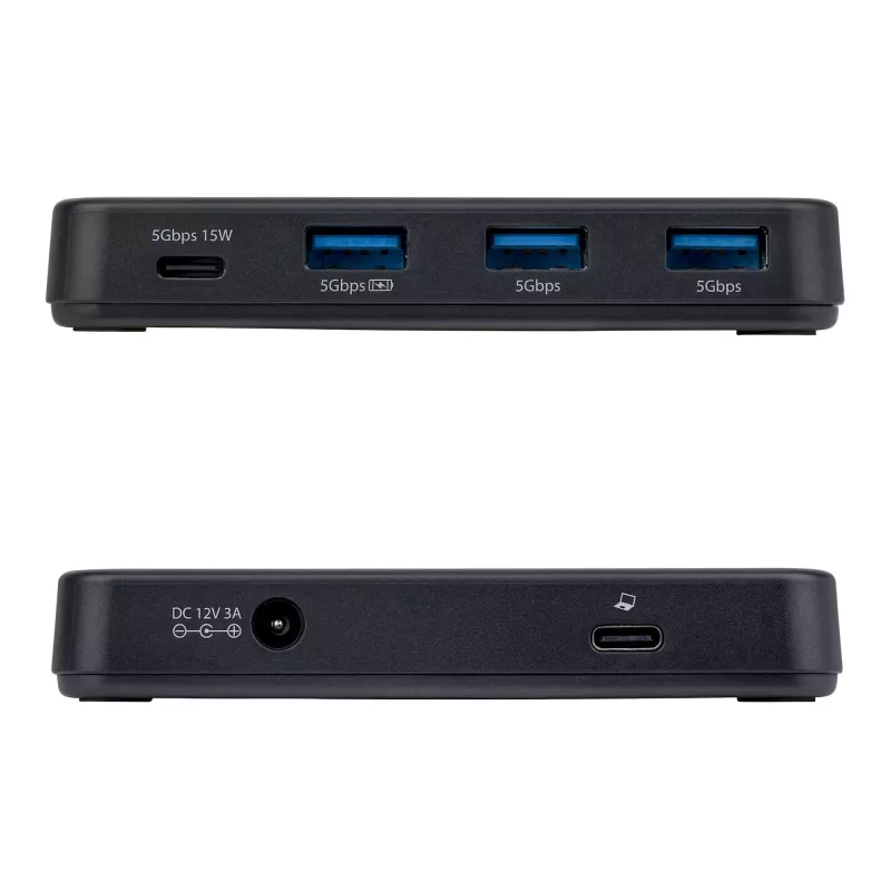 StarTech.com Hub USB-C e USB-A a 4 porte, 5Gbps, autoalimentato, cavo host USB-C e USB-A 2-in-1, 1x USB-C e 3x USB-A (1x BC 1.2), alimentatore 36W incluso