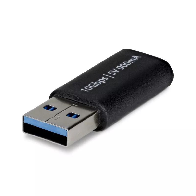 StarTech.com Adattatore da USB-A a USB-C, convertitore da connettore maschio USB-A a connettore femmina USB-C, USB 10Gbps, 5V 900mA, adattatore da USB a USB-C per caricabatterie/hub USB-A