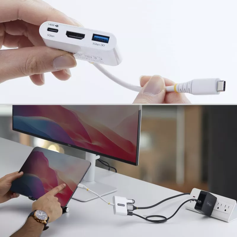 StarTech.com Adattatore multiporta da USB-C a HDMI con ricarica PD 140W, HDMI 4K 60Hz, hub USB 5Gbit/s, mini-dock per MacBook / Dell / Thinkpad / HP / iPad / tablet