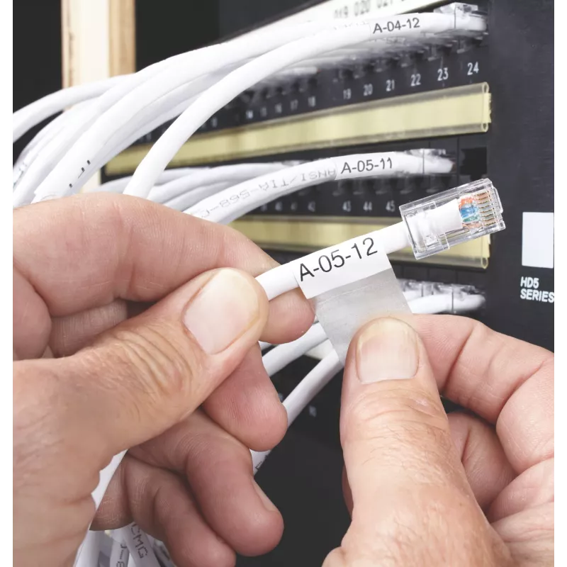 DYMO XTL Etichette per marcatura fili/cavi laminate | 21 mm x 39 mm | nero su bianco