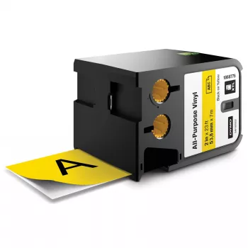 DYMO XTL Etichette in vinile multiuso | 54 mm x 7 m | nero su giallo