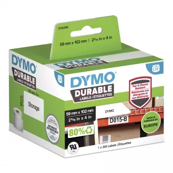 DYMO Etichette originali LabelWriter Durable | 59 mm x 102 mm | bianco polipropilene | 300 etichette autoadesive | alte prestazioni | per etichettatrici LabelWriter