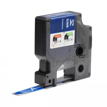 DYMO Etichette in vinile industriali Rhino | 12 mm x 5,5 m | stampa bianca su blu | autoadesive | per etichettatrici LabelManager e Rhino