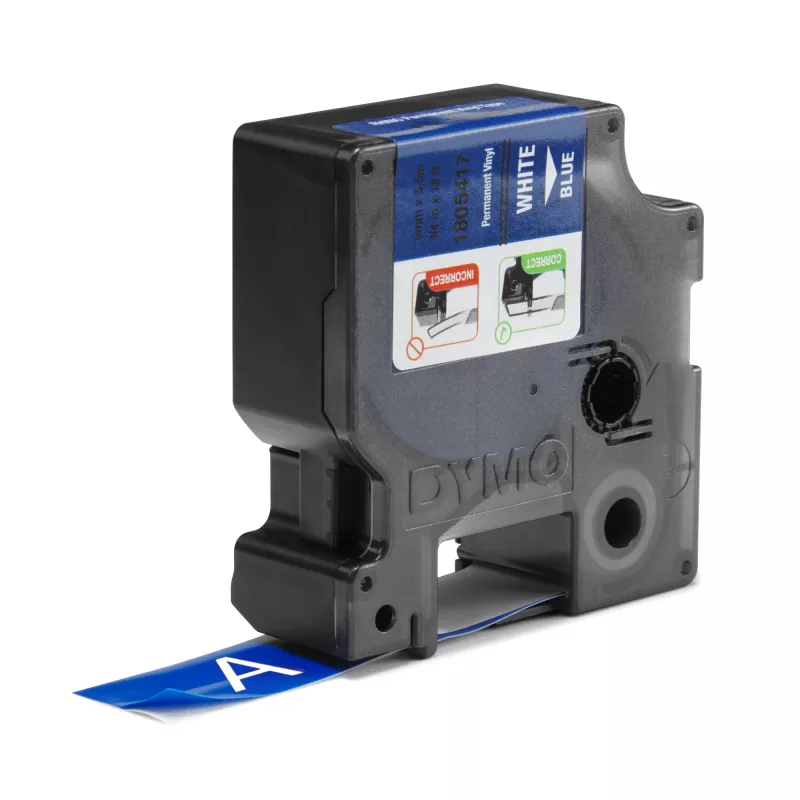 DYMO Etichette in vinile industriali Rhino | 19 mm x 5,5 m | stampa bianca su blu | autoadesive | per etichettatrici LabelManager e Rhino