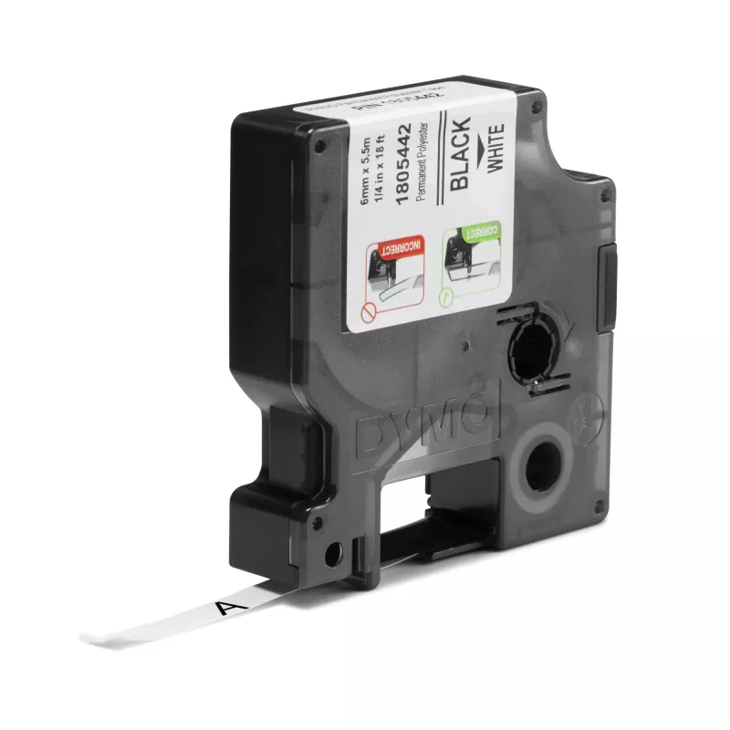 DYMO Etichette in poliestere permanenti industriali Rhino | 6 mm x 5,5 m | stampa nera su bianco | autoadesive | per etichettatrici Rhino e LabelManager