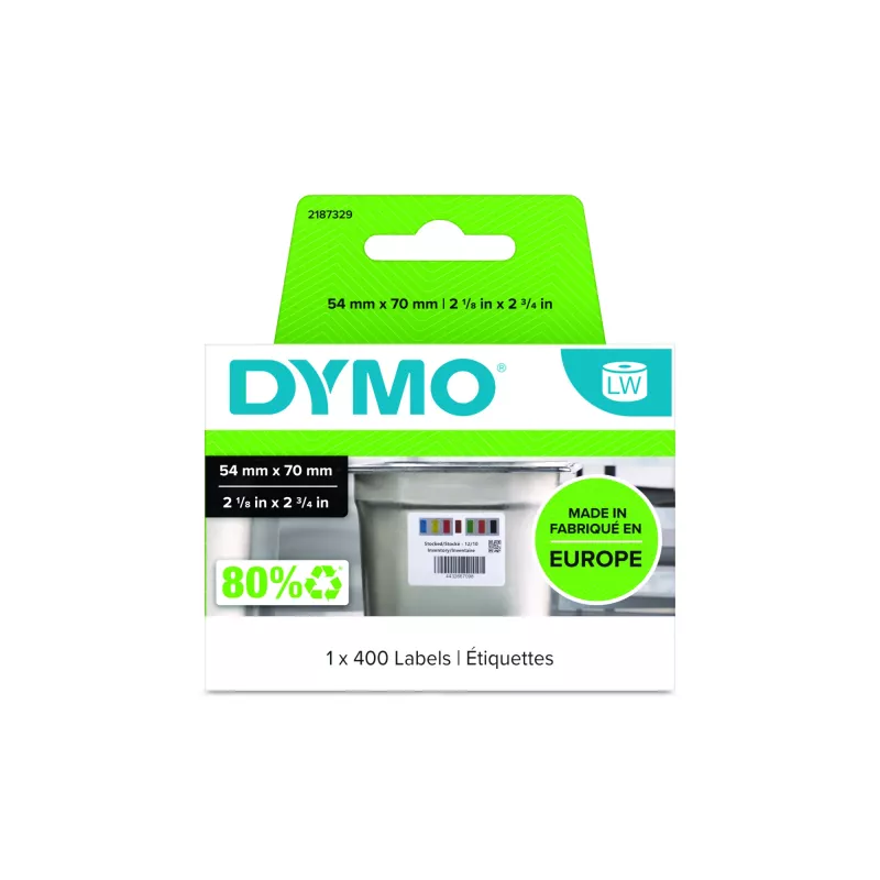 DYMO Etichette autentiche LabelWriter per rotazione scorte per il settore alimentare | 54 mm x 70 mm | 400 etichette autoadesive con codice colore | per etichettatrici LabelWriter