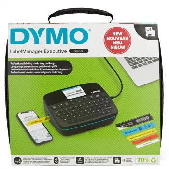 DYMO LabelManager Executive 640 CB kit etichettatrice portatile con custodia e 3 cartucce etichette | Etichettatrice compatta QWERTY | Connettività Bluetooth e USB | Compatibile con etichette D1