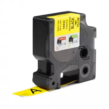 DYMO Rhino etichette industriali in vinile | 19 mm x 5,5 m | Stampa nera su giallo | Autoadesive | per etichettatrici Rhino e LabelManager