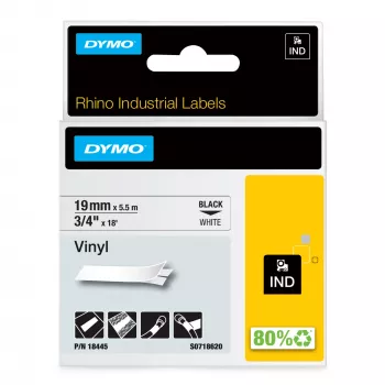 DYMO Rhino etichette industriali in vinile | 19 mm x 5,5 m | Stampa nera su bianco | Autoadesive | per etichettatrici Rhino e LabelManager