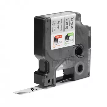 DYMO Rhino etichette industriali in poliestere permanente | 12 mm x 5,5 m | Stampa nera su metallizzato | per etichettatrici Rhino e LabelManager