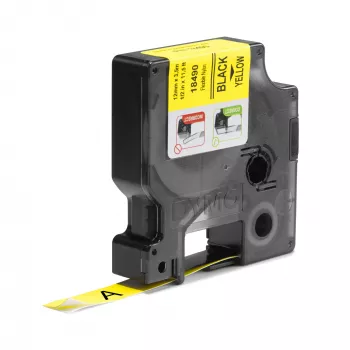 DYMO Rhino etichette industriali in nylon flessibile | 12 mm x 3,5 m | Stampa nera su giallo | Autoadesive | per etichettatrici Rhino e LabelManager