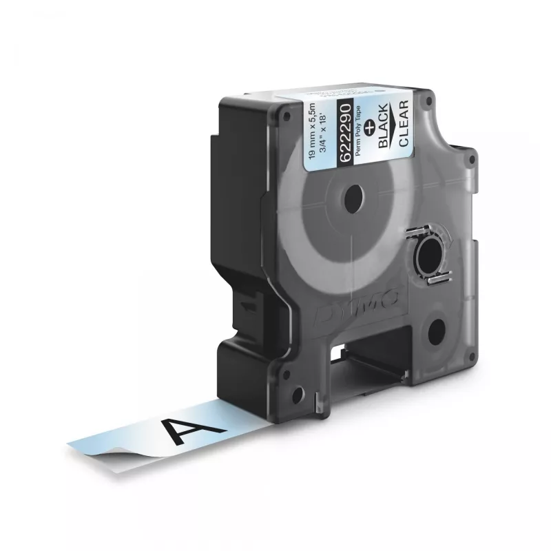 DYMO Rhino etichette industriali in poliestere permanente | 19 mm x 5,5 m | Stampa nera su trasparente | Autoadesive | per etichettatrici LabelManager e Rhino
