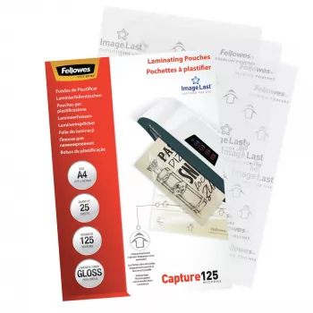 Fellowes ImageLast A4 125 micron pellicole per laminazione - 25 pezzi, lucide, trasparenti, A4, 0,125 mm, 310 mm, 214 mm