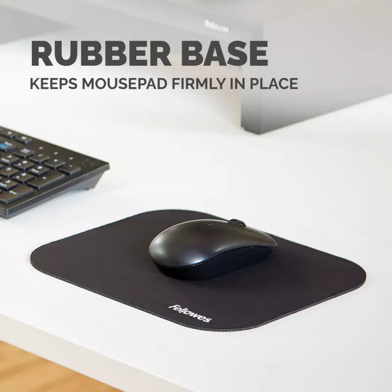 Fellowes tappetino mouse premium - nero, nero, monocromatico, poliestere, gomma
