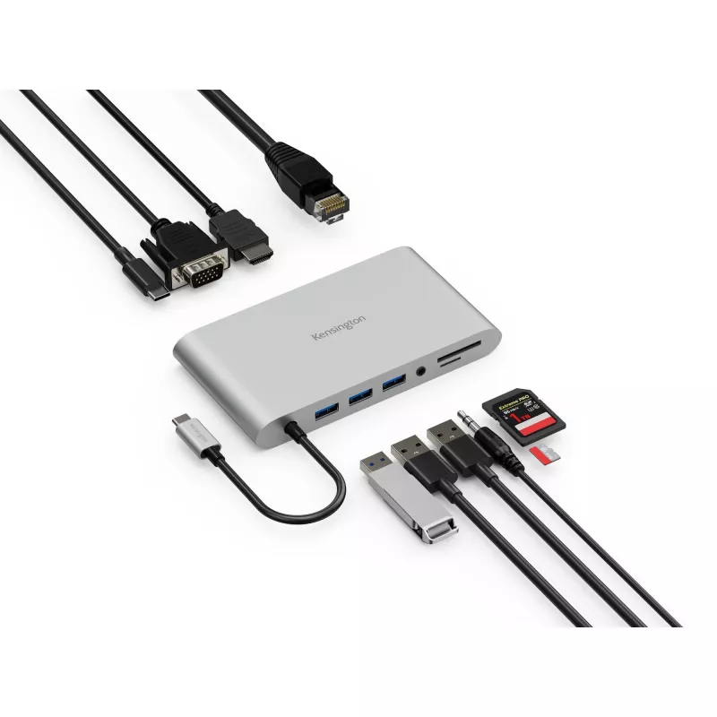 Kensington UH1440P dock mobile USB-C 5Gbps dual video senza driver - 85W Pass-Through Power - DP/HDMI/VGA