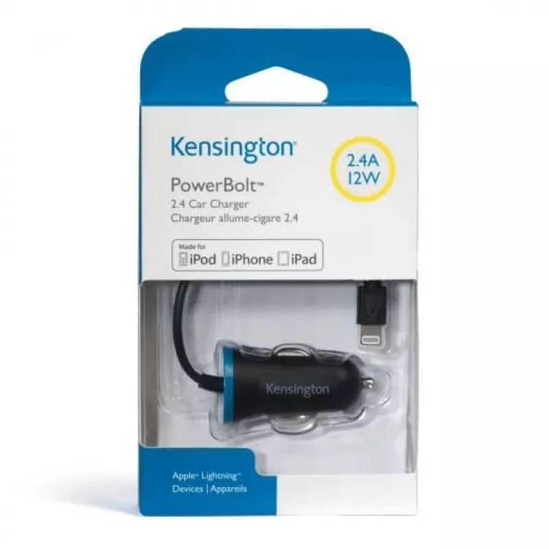 Kensington PowerBolt™ 2.4 caricabatterie da auto - nero, auto, accendisigari, 1 m, nero