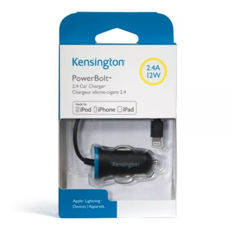 Kensington PowerBolt™ 2.4 caricabatterie da auto - nero, auto, accendisigari, 1 m, nero