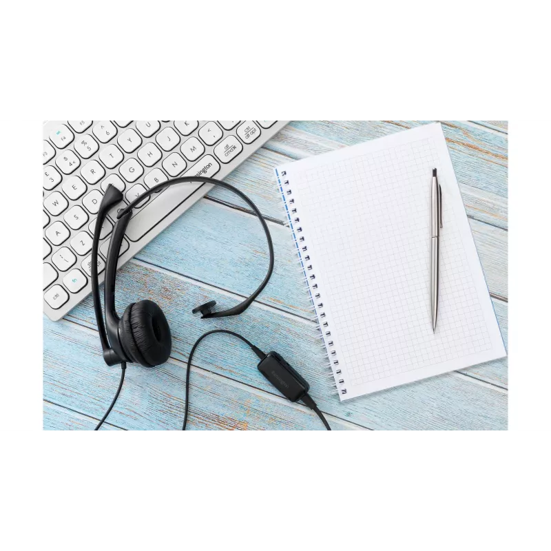 Cuffia USB mono Kensington con controlli inline, con filo, ufficio/call center, cuffia, nero