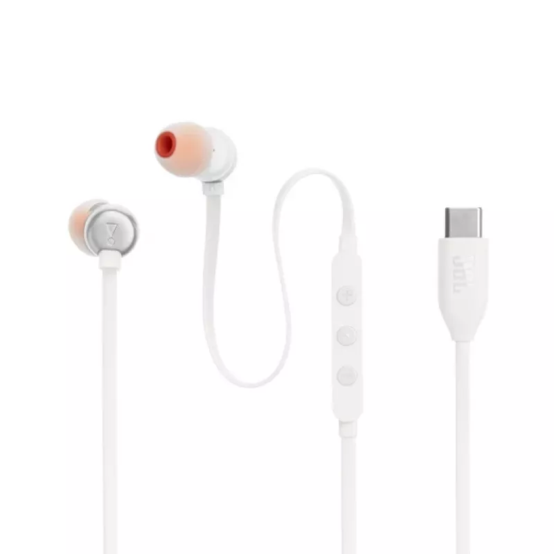 JBL Tune 310C cuffie con filo in-ear chiamate/musica USB Type-C bianco