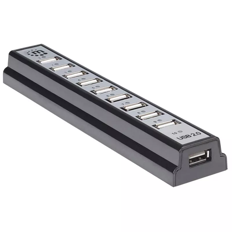 Hub USB Manhattan USB-A 10 porte, 480 Mbit/s, Nero