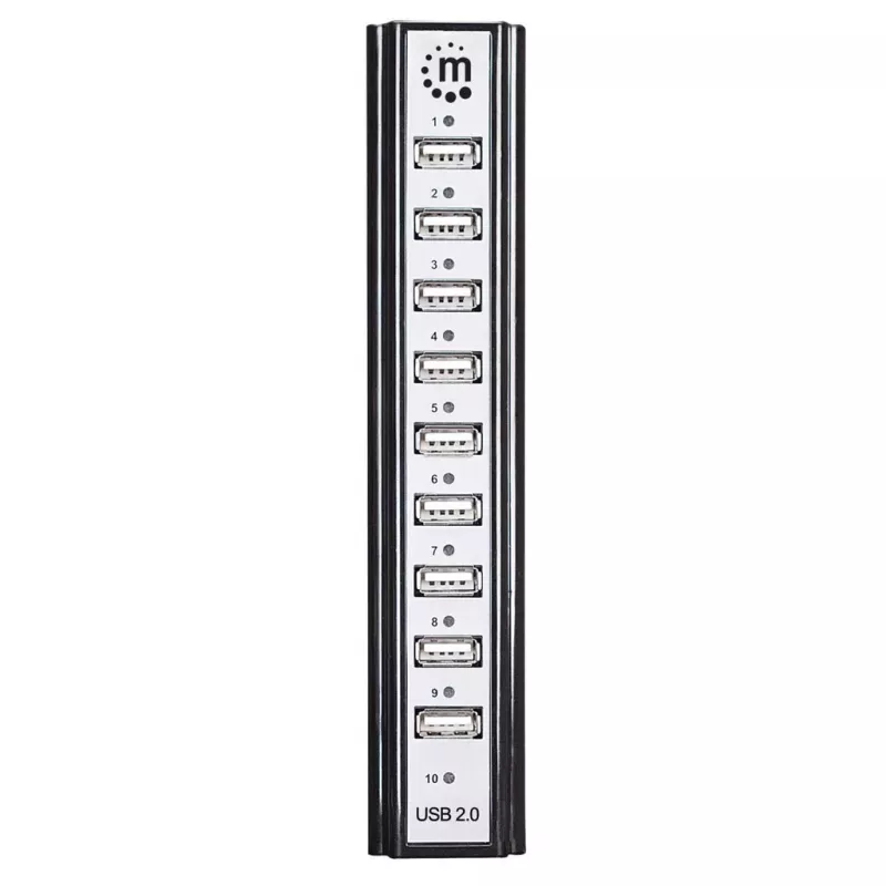 Hub USB Manhattan USB-A 10 porte, 480 Mbit/s, Nero