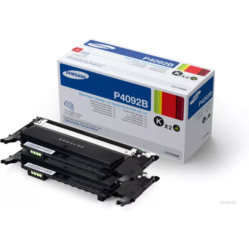 Cartucce toner confezione da 2, Samsung CLT-P4092B, nero, 1.500 pagine per cartuccia