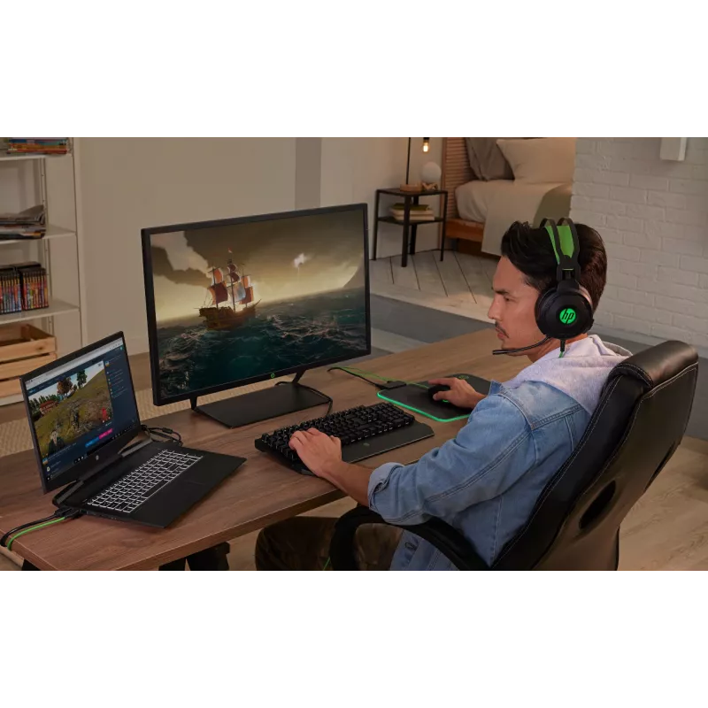 HP Pavilion Gaming Headset 600, cablato, gaming, 360 g, cuffie, nero, verde