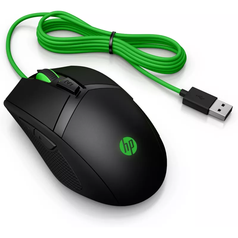 HP Pavilion Gaming mouse 300, ambidestro, ottico, USB Type-A, 5000 dpi, nero, verde