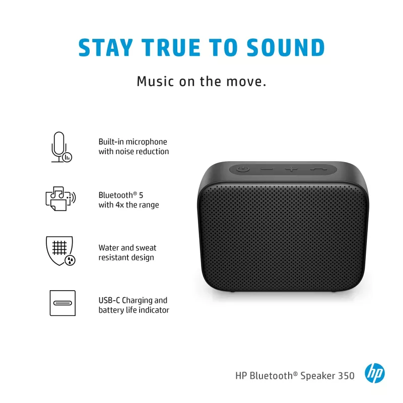 HP altoparlante Bluetooth 350 argento, wireless, bianco, universale, batteria integrata, 180 g, 78,5 mm