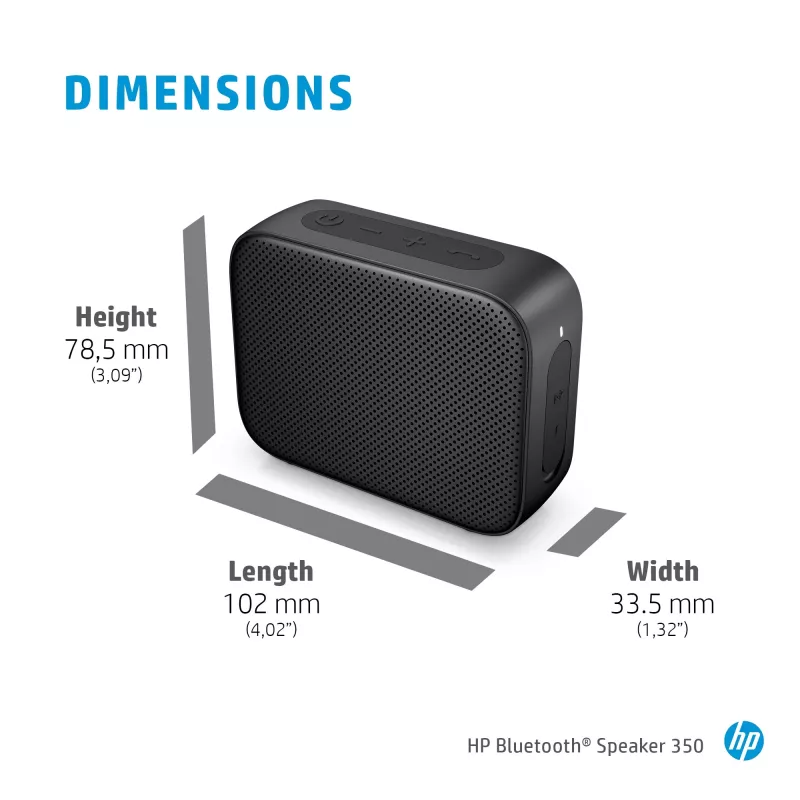 HP altoparlante Bluetooth 350 argento, wireless, bianco, universale, batteria integrata, 180 g, 78,5 mm
