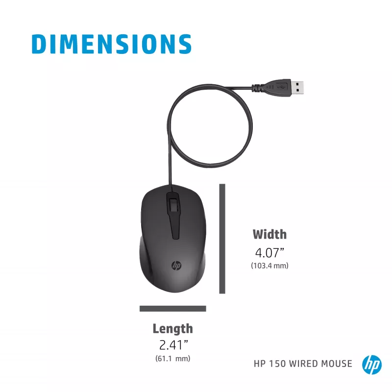 Mouse HP 150 con filo USB Type-A