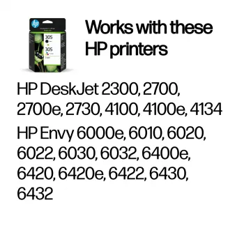 HP 305 confezione da 2 cartucce inchiostro originali, nero, ciano, magenta, giallo, inchiostro a base di colorante, inchiostro a base di pigmento, 2 pz., 120 pagine, 100 pagine