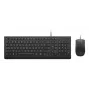Set tastiera e mouse USB full-size con filo Lenovo 4X31R64409 — layout 100%, cavo 1,8 m, nero, danese