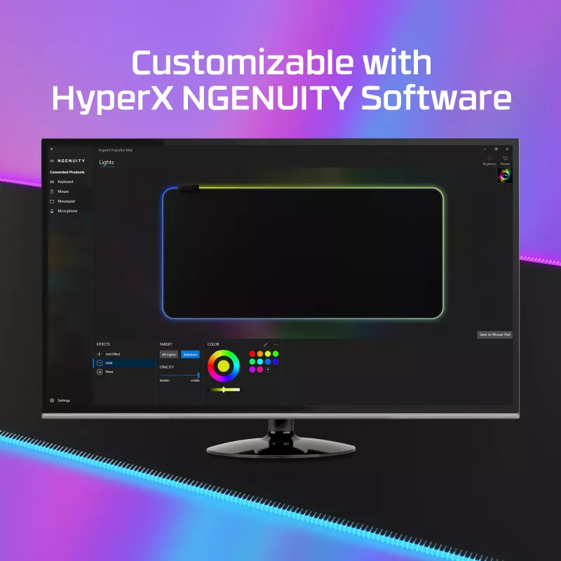 HyperX Pulsefire Mat - Tappetino per mouse da gaming RGB - tessuto (XL)