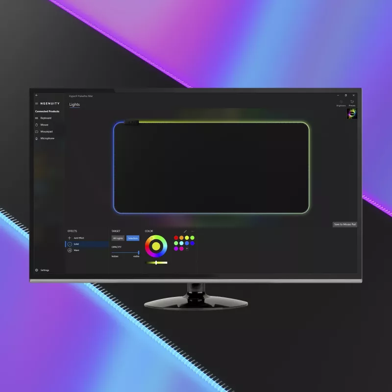 HyperX Pulsefire Mat - Tappetino per mouse da gaming RGB - tessuto (XL)