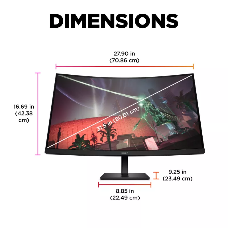 OMEN by HP 31,5 pollici QHD 165Hz monitor gaming curvo - OMEN 32c (ricondizionato)