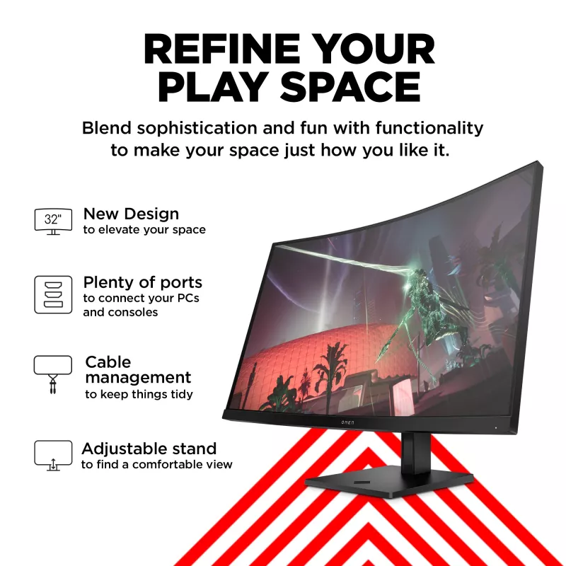 OMEN by HP 31,5 pollici QHD 165Hz monitor gaming curvo - OMEN 32c (ricondizionato)
