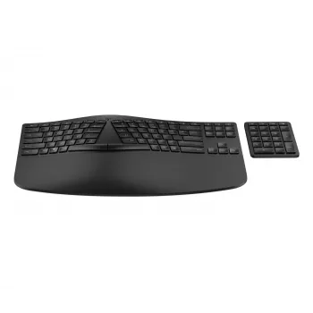 Tastiera wireless ergonomica HP 965, full-size (100%), wireless, RF wireless + Bluetooth, a membrana, nero