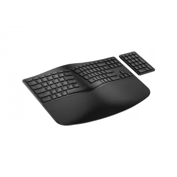 Tastiera wireless ergonomica HP 965, full-size (100%), wireless, RF wireless + Bluetooth, a membrana, nero