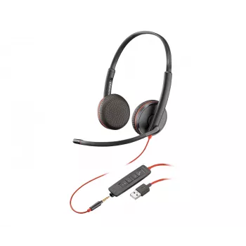Cuffia POLY Blackwire 3225 stereo USB-A con filo per ufficio e call center