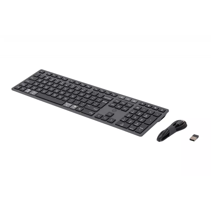 Tastiera wireless ricaricabile multi-dispositivo HP 720, Full-size (100%), Wireless, USB + Bluetooth, Meccanica, QWERTY, nero