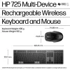 Set tastiera e mouse wireless ricaricabile multi-dispositivo HP 725 Full-Size Wireless Bluetooth