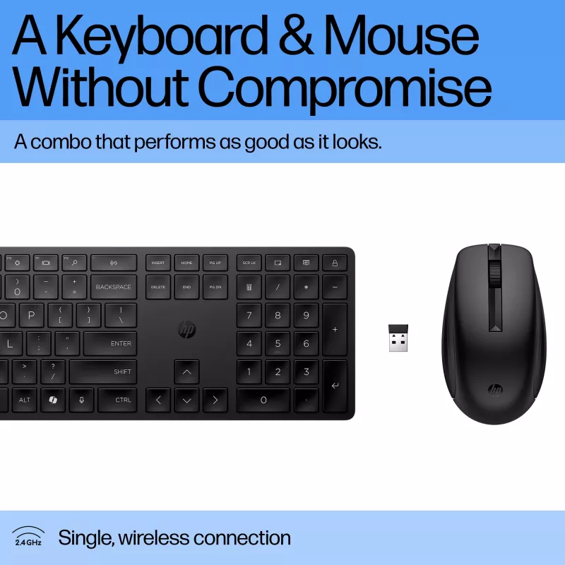 Combo tastiera e mouse wireless HP 655, nero, mouse incluso