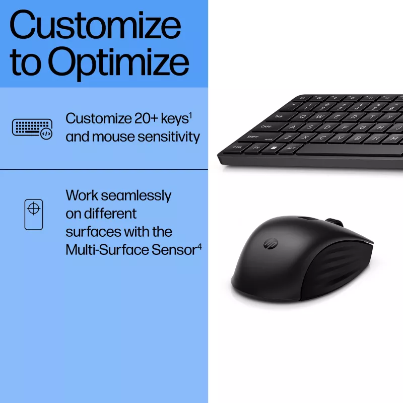 Combo tastiera e mouse wireless HP 655, nero, mouse incluso