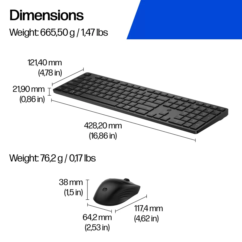 HP Multi-Device Dual-Mode combinazione mouse e tastiera 495C, Full-Size (100%), wireless, USB + RF Wireless + Bluetooth, bianco, mouse incluso